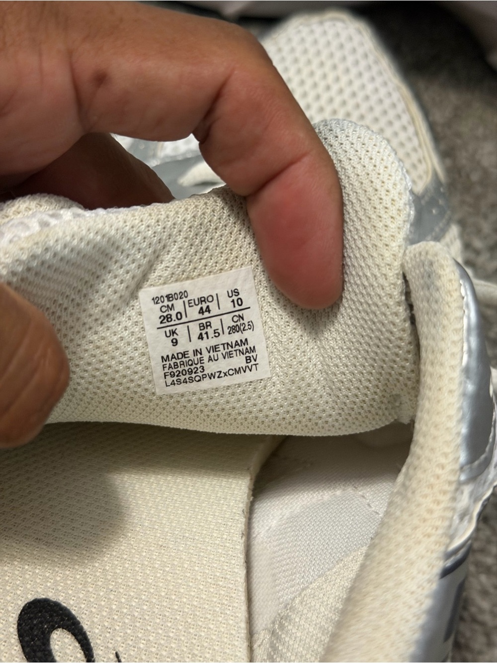 Size 10 - ASICS Gel 1130 White Pure Silver Black - Picture 7 of 9